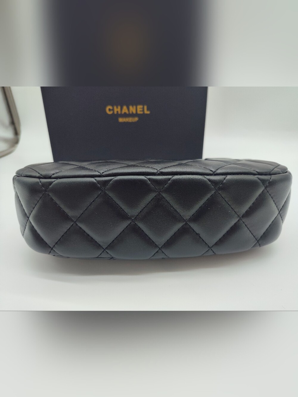 CHANEL Makeup Quilted Chain Shoulder Pouch Black Gold Vanity Bag GWP - Picture 5 of 15